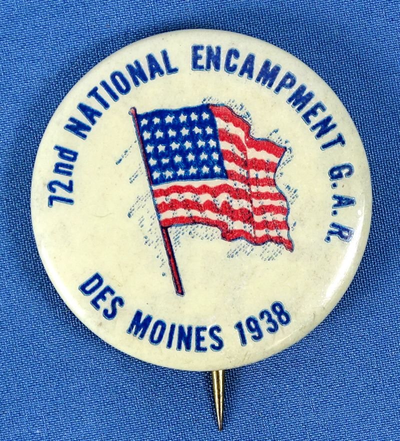 1938 GAR 72nd National Encampment Celluloid Pin