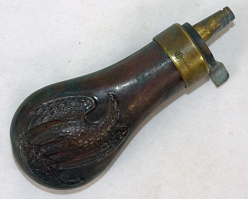 Small Copper Eagle Pistol Powder Flask — image 2