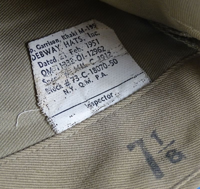 1951 Dated Army Artillery EM/NCO Khaki Overseas Cap — image 3