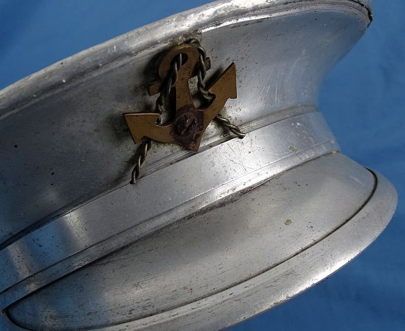 Large Aluminum Trench Art Navy Visor Cap — image 2
