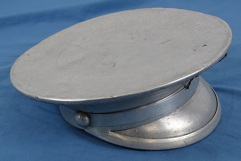 Large Aluminum Trench Art Navy Visor Cap — image 3
