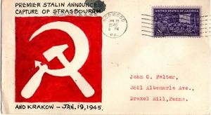 1945 Hand Painted Cover 'Premier Stalin Announces Capture of Schlossberg'
