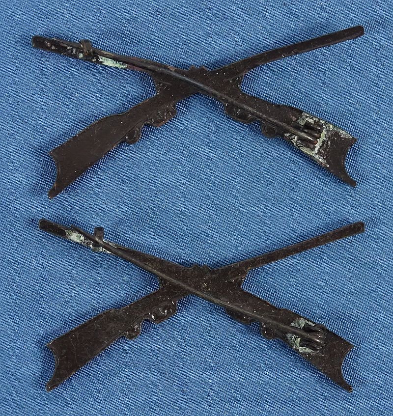 Pair WWI French Made Infantry Officer Collar Insignia — image 2