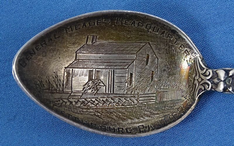 Sterling Silver Gettysburg Souvenir Spoon Engraved with General Meade's Headquarters — image 2