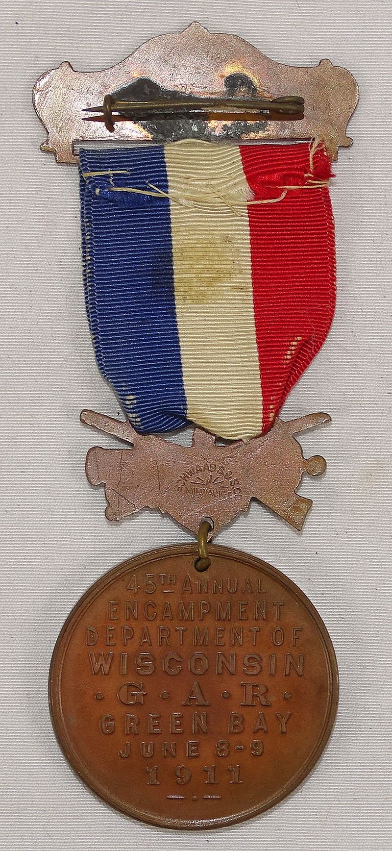 1911 GAR Department of Wisconsin 45th Annual Encampment Representative Badge — image 2