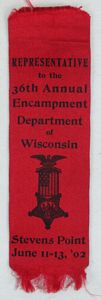 1902 GAR Department of Wisconsin 36th Annual Encampment Representative Ribbon