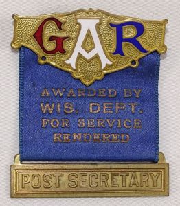 GAR Department of Wisconsin Post Secretary Award for Service Rendered