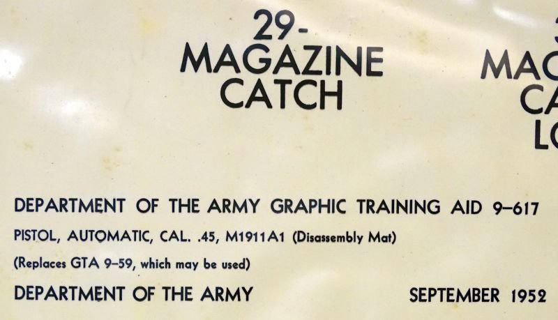 1952 Dated M1911A1 .45 Service Pistol Disassembly Mat — image 2