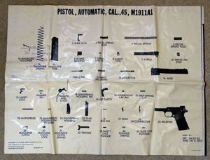 1952 Dated M1911A1 .45 Service Pistol Disassembly Mat