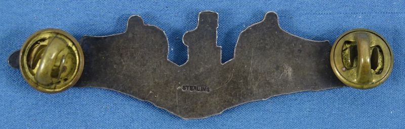 Sterling Korean War CPO Clutch Back Submarine Service Dolphins Badge — image 2