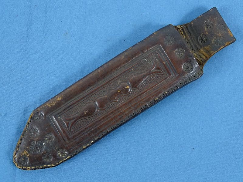 Confederate D Guard Bowie Knife with Tooled Leather Sheath and Shiloh Attribution Plate on a GAR Donation Plaque — image 10