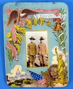 WWI Portrait Photograph of Two Soldiers on a Metal Patriotic …