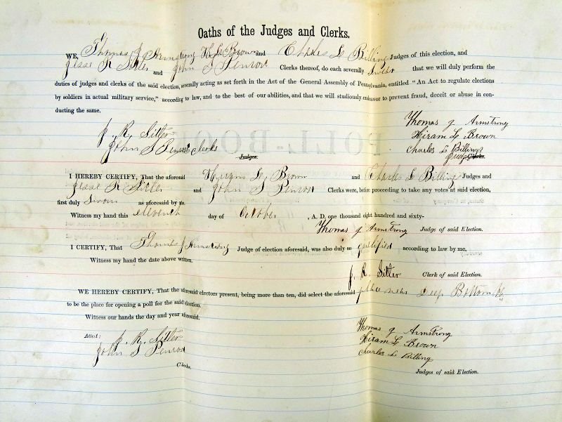 76th Pennsylvania Volunteer Regiment 'Keystone Zouaves' October 1864 Election Poll Book — image 3