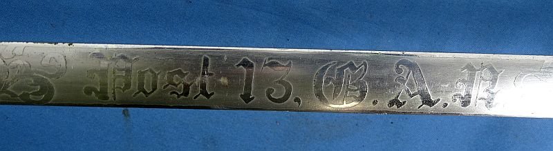 Etched GAR Civil War Veteran Sword of Massachusetts 'Fletcher Webster Post 13' by Ames — image 4