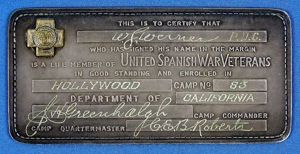 Sterling Silver United Spanish War Veterans Life Member Card