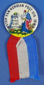 GAR 'Peter Van Norman' Post 519 Iowa Celluloid Button