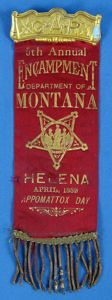 1889 GAR Montana Department 'Appomattox Day' Ribbon