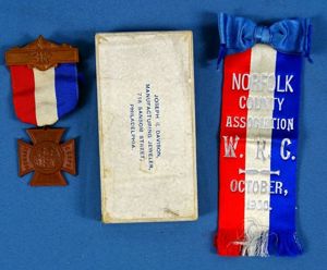 Boxed GAR Woman's Relief Corps Member Badge and 1900 Norfolk …