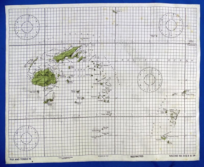 WWII Silk Escape Map of Fiji, Tonga Islands, New Hebrides, and New Caledonia — image 4