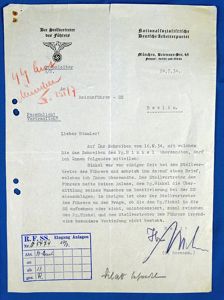 1934 Letter Signed by Martin Bormann to Reichsfuhrer SS Heinrich …