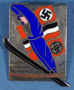 1934 Deutsche u. Wehrmacht Ski Meisterschaften Berchtesgaden Badge