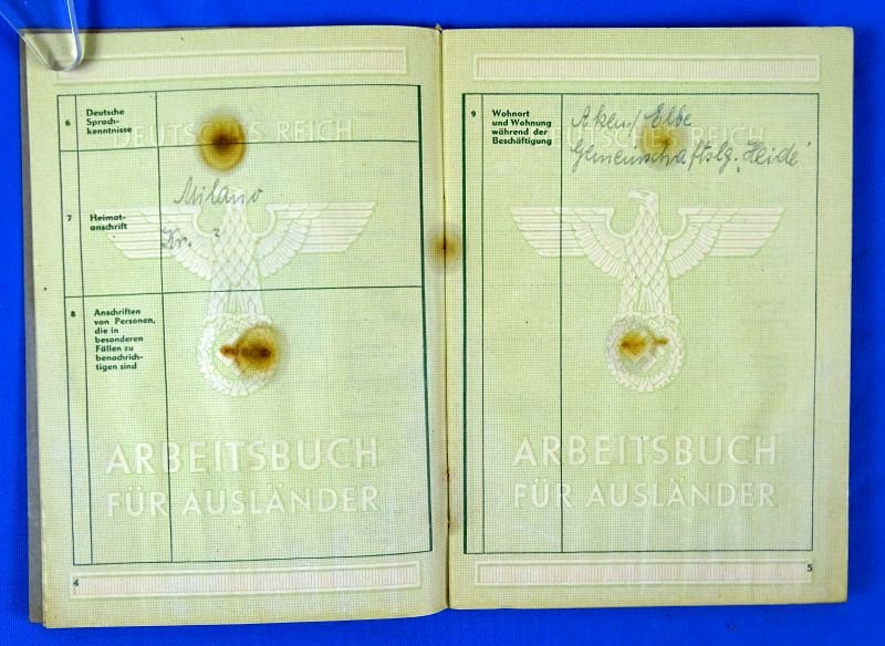 1944 German Arbeitsbuch fur Auslander and Arbeitskarte Issued to an Italian Worker — image 3