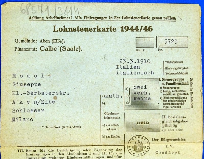 1944 German Arbeitsbuch fur Auslander and Arbeitskarte Issued to an Italian Worker — image 5