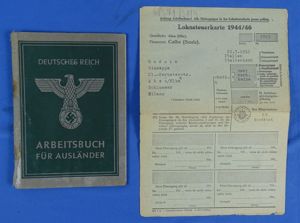 1944 German Arbeitsbuch fur Auslander and Arbeitskarte Issued to an …