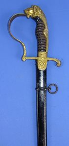 German 1941 Presentation Lion Head Damascus Sword