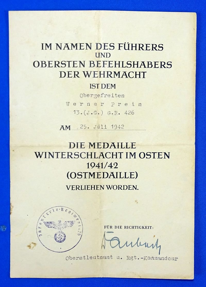 Russian Front Medal and Wound Badge Award Documents to One Soldier — image 2