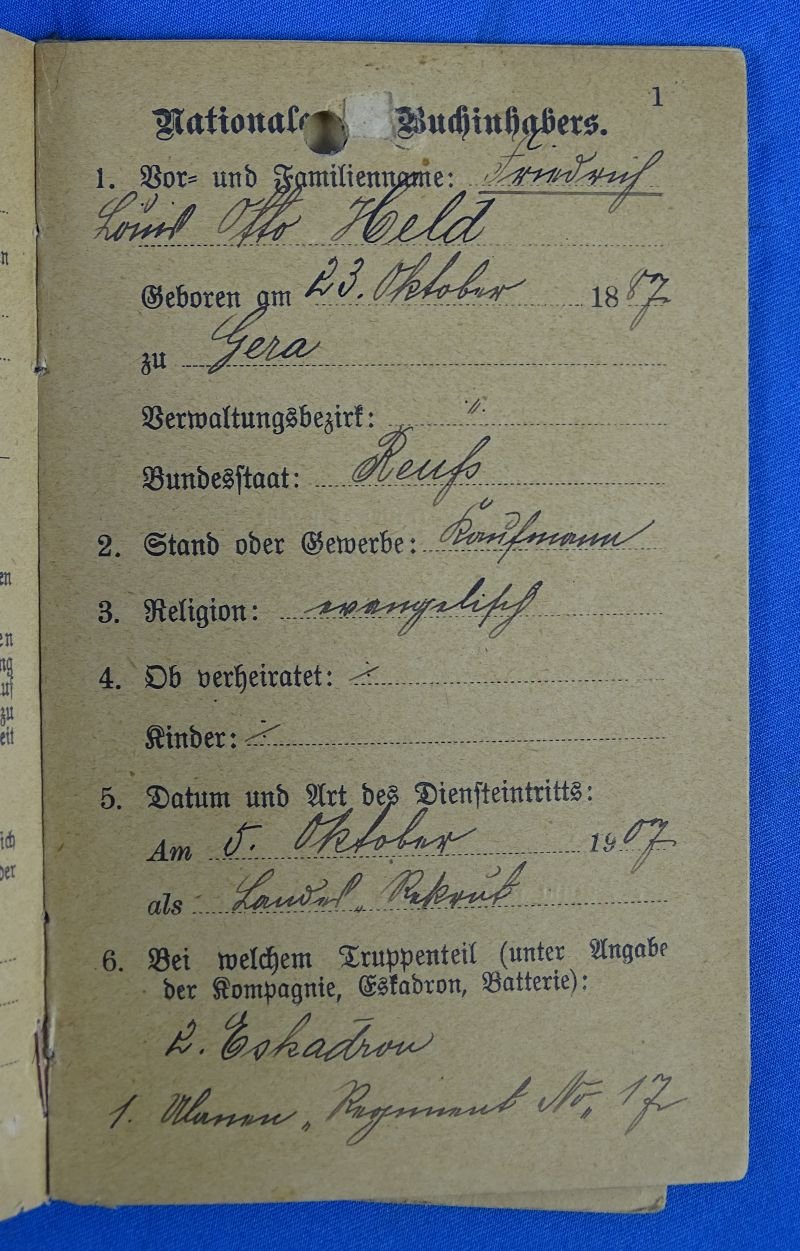 WWI Period Imperial German Militarpass — image 2