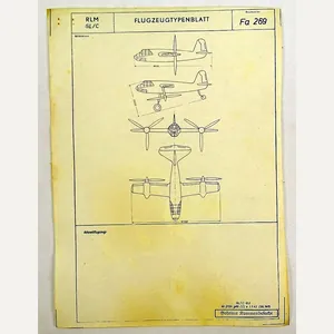 WWII Secret German Design Sheet of the Focke-Achgelis Fa 269 …
