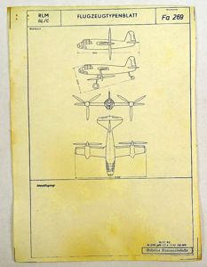 WWII Secret German Design Sheet of the Focke-Achgelis Fa 269 …