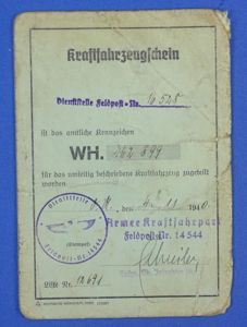 1940 German Army Motor Vehicle Registration