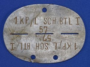 WWII German Erkennungsmarke Identification Disk: '1 KP / L SCH …