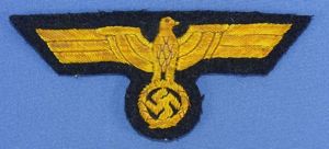 Hand Stitched Kriegsmarine EM/NCO Uniform Breast Eagle With Makers Label