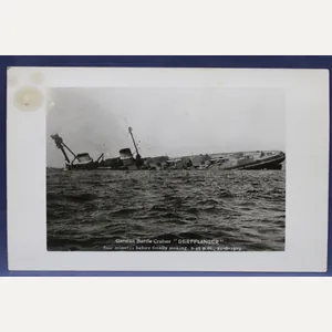 German Battle Cruiser Derfflinger Sinking 1919 Postcard