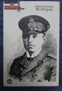 WWI German U-Boat Captain Kapitanleutnant Weddigen Postcard