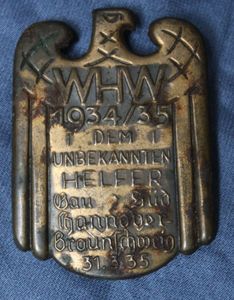 WHW Dem Unbekannten Helfer Gau Sud Hannover 1934/35 Tinnie