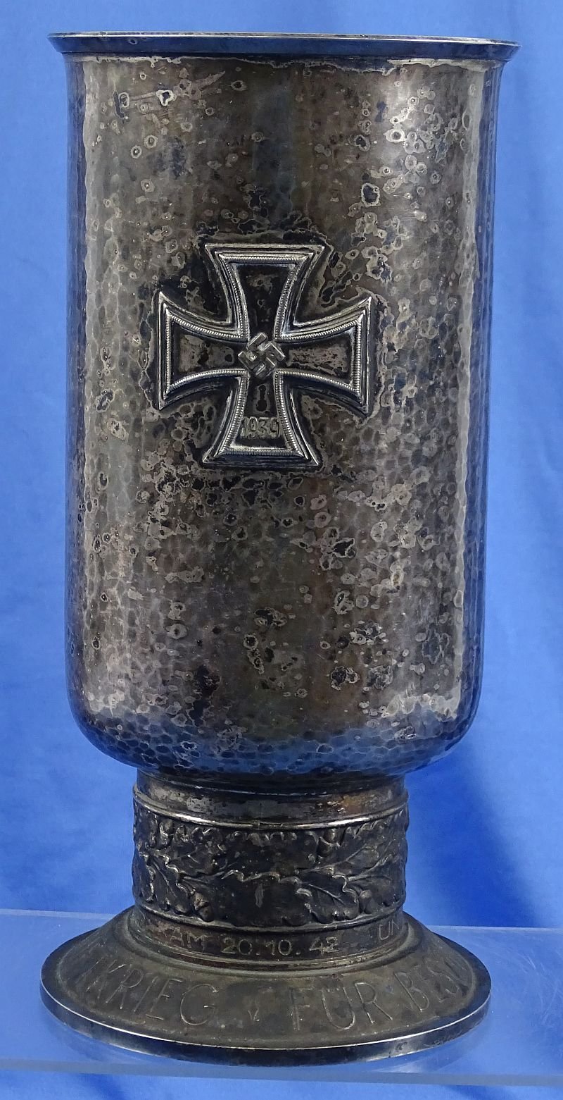 Uncleaned 1942 Luftwaffe Ehrenpokal Honor Goblet to Unteroffizier Rudolf Schafer — image 3