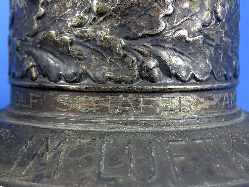Uncleaned 1942 Luftwaffe Ehrenpokal Honor Goblet to Unteroffizier Rudolf Schafer — image 6