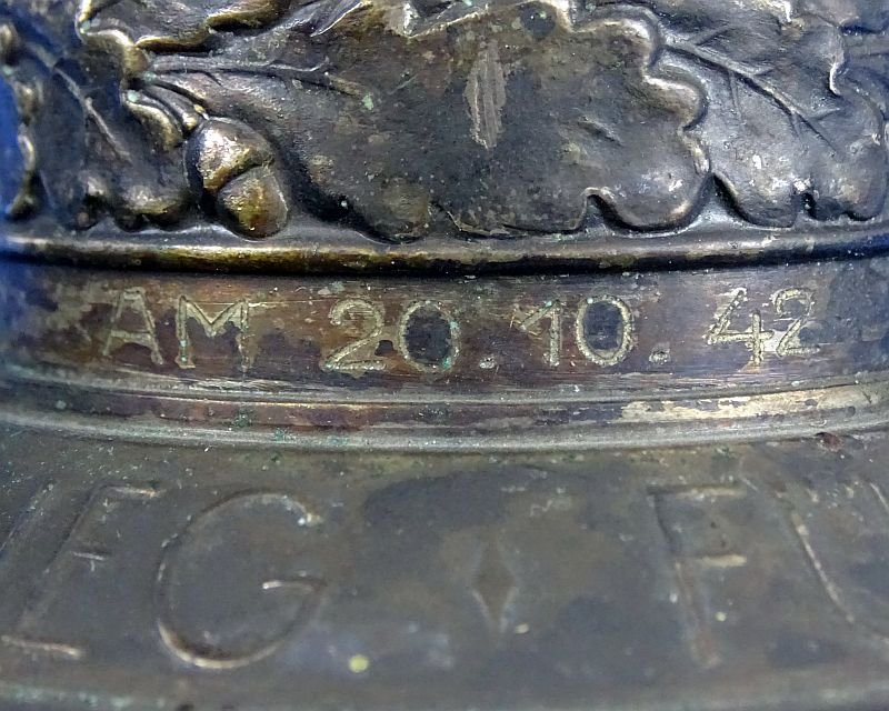 Uncleaned 1942 Luftwaffe Ehrenpokal Honor Goblet to Unteroffizier Rudolf Schafer — image 7