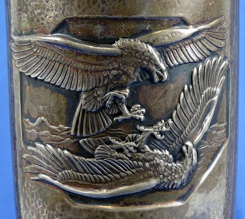 Uncleaned Silver 1941 Luftwaffe Ehrenpokal Honor Goblet to Flight Engineer Burghardt Hahn — image 2