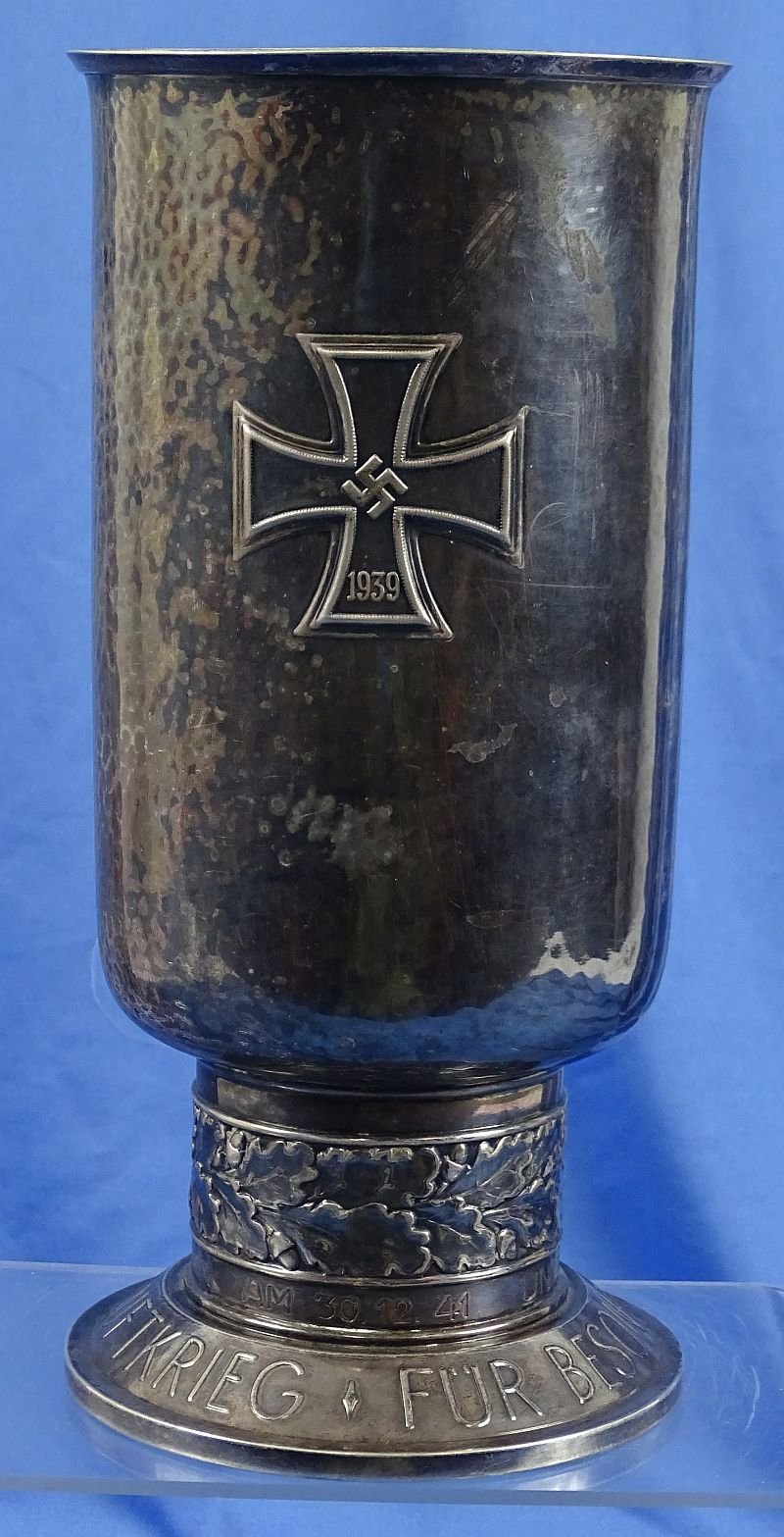 Uncleaned Silver 1941 Luftwaffe Ehrenpokal Honor Goblet to Flight Engineer Burghardt Hahn — image 3