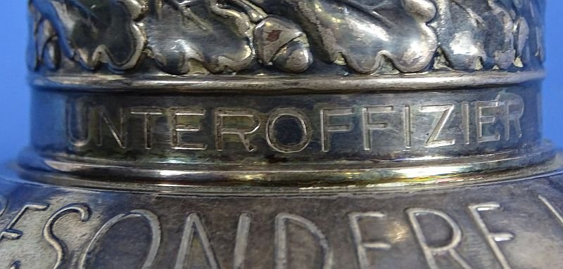 Uncleaned Silver 1941 Luftwaffe Ehrenpokal Honor Goblet to Flight Engineer Burghardt Hahn — image 4