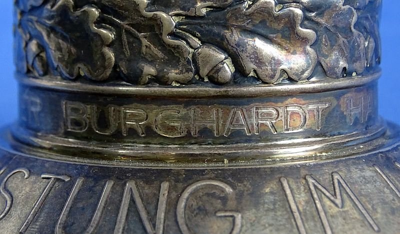 Uncleaned Silver 1941 Luftwaffe Ehrenpokal Honor Goblet to Flight Engineer Burghardt Hahn — image 5