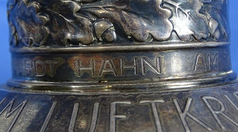 Uncleaned Silver 1941 Luftwaffe Ehrenpokal Honor Goblet to Flight Engineer Burghardt Hahn — image 6