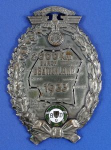 1933 NSKK 2000 Kilometer 'Drive Through Germany' Plaque
