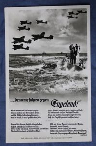 WWII German U Boat Postcard denn wir' fahren Engeland !