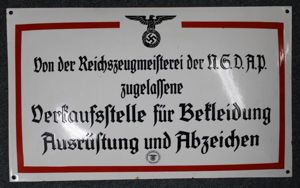 Third Reich Von Der Reichszeugmeisterei NSDAP Zugelassene Verkaufsstelle Für Bekleidung …